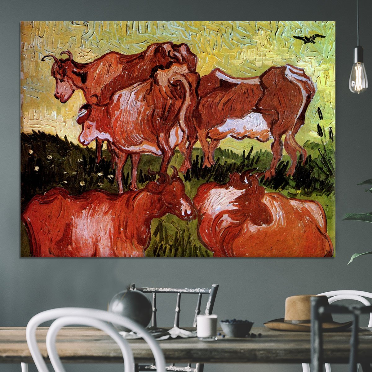 Cows after Jordaens by Van Gogh Canvas Print or Poster