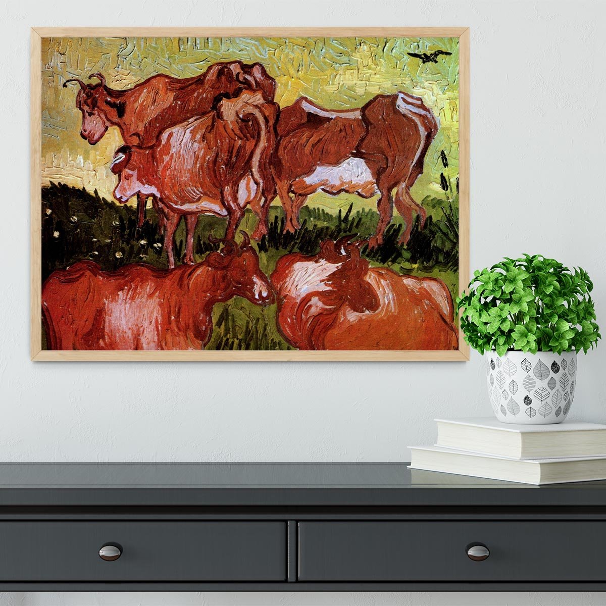 Cows after Jordaens by Van Gogh Framed Print - Canvas Art Rocks - 4