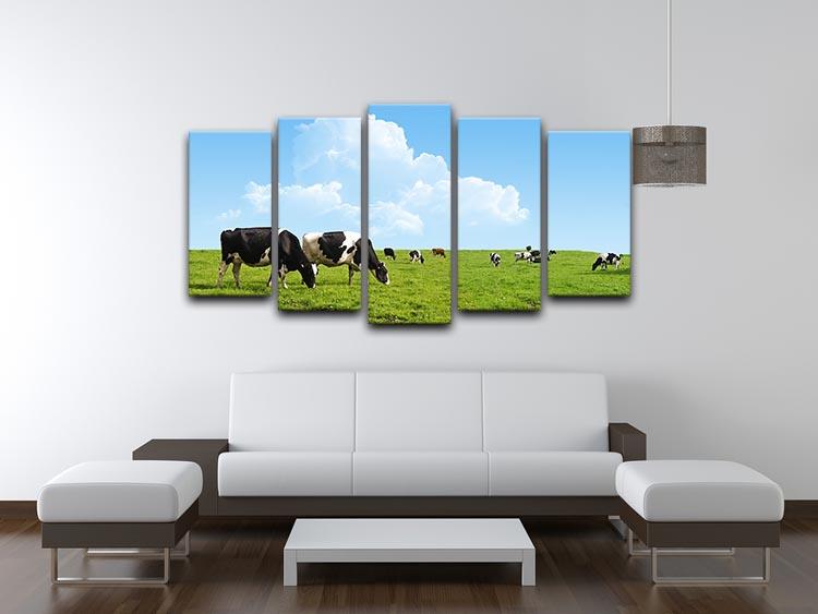 Cows grazing on a farm 5 Split Panel Canvas - Canvas Art Rocks - 3