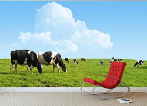 Cows grazing on a farm Wall Mural Wallpaper - Canvas Art Rocks - 2