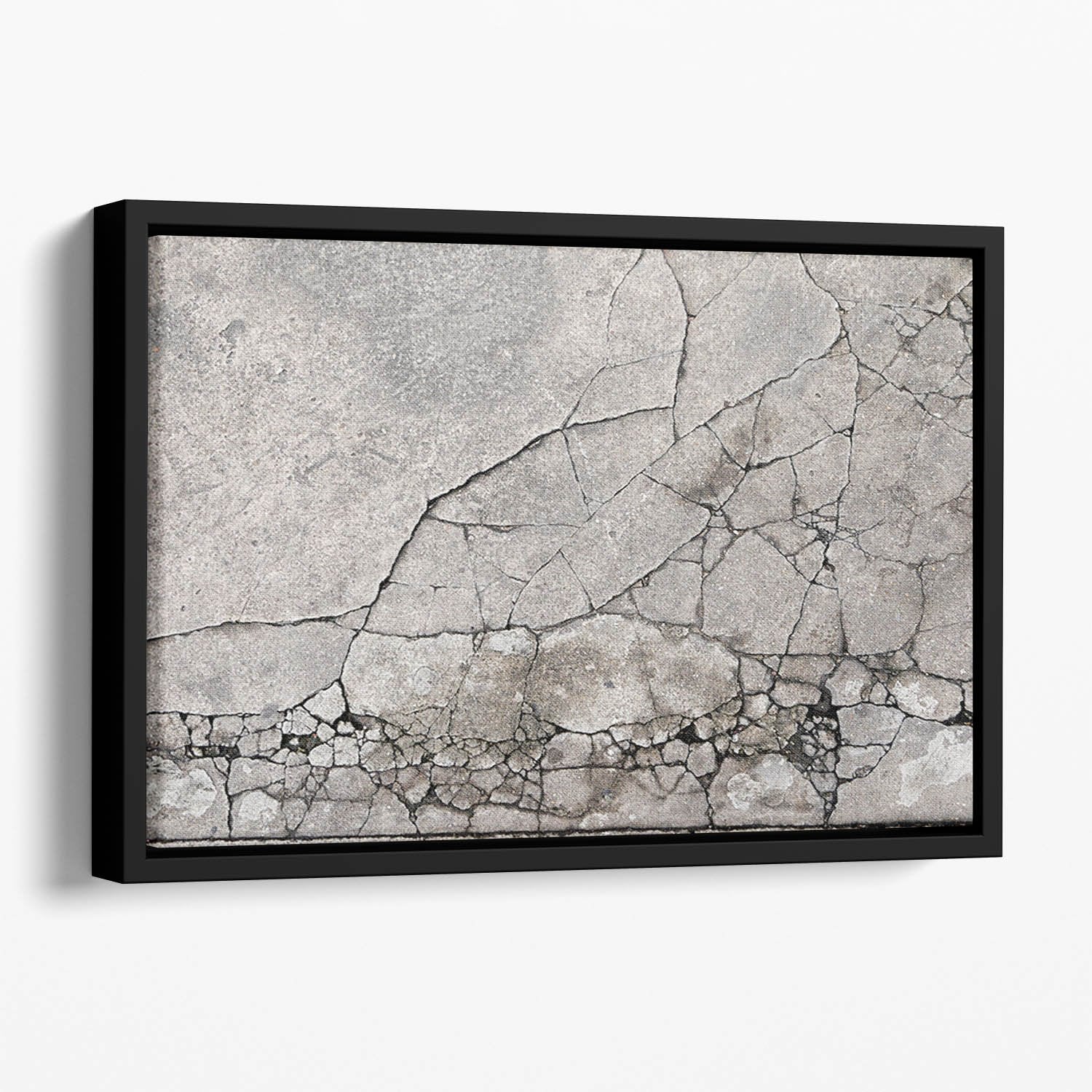 Cracked concrete Floating Framed Canvas