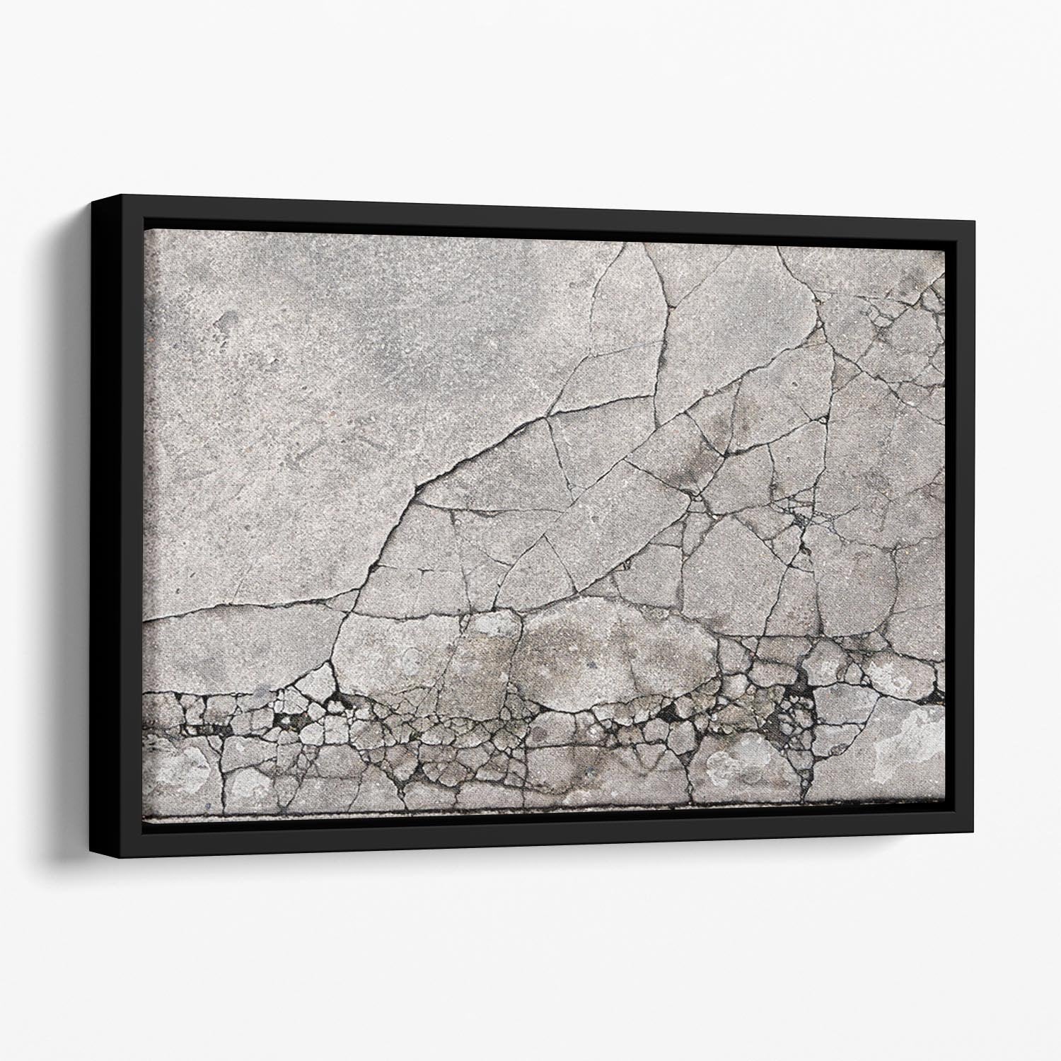Cracked concrete Floating Framed Canvas - Canvas Art Rocks - 1
