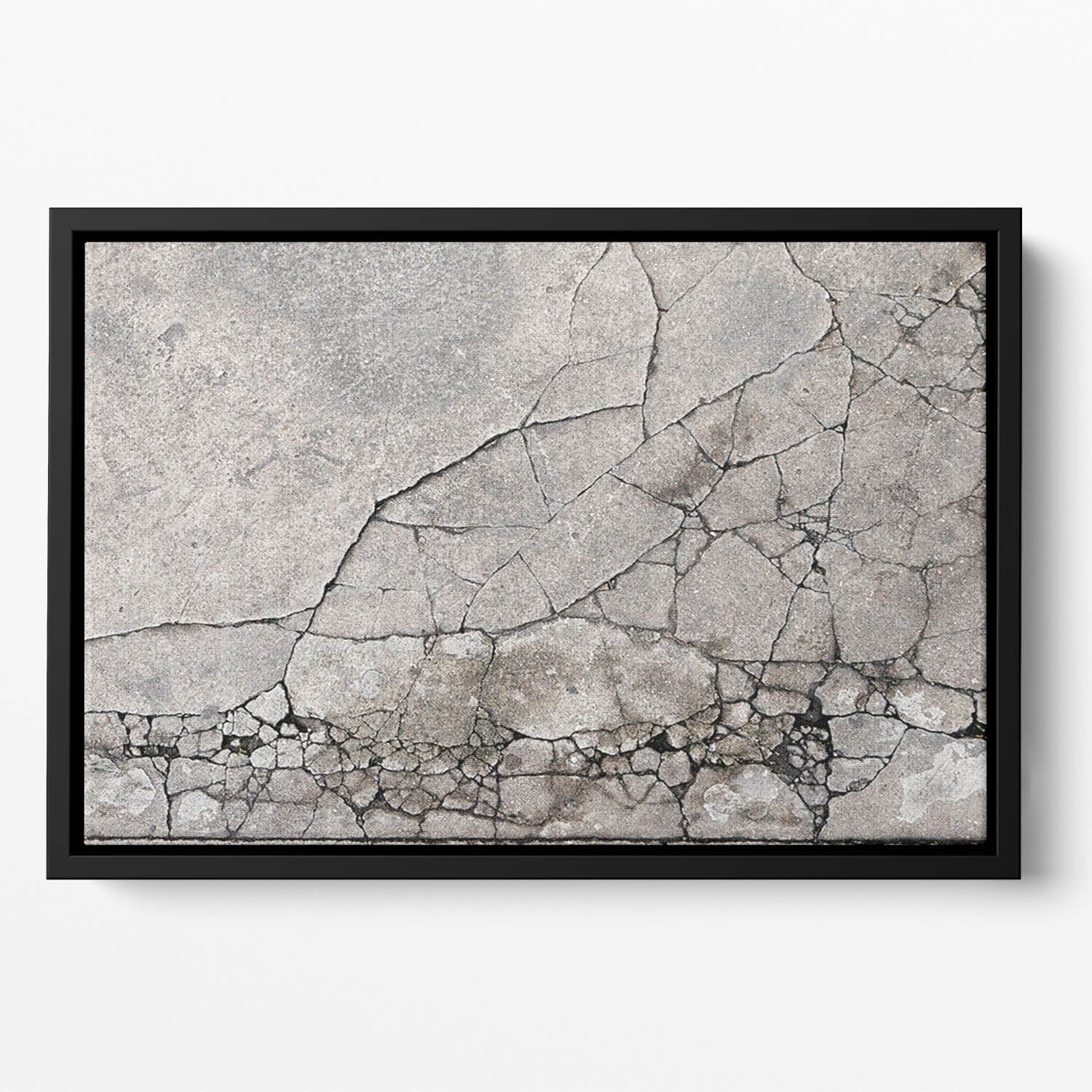 Cracked concrete Floating Framed Canvas