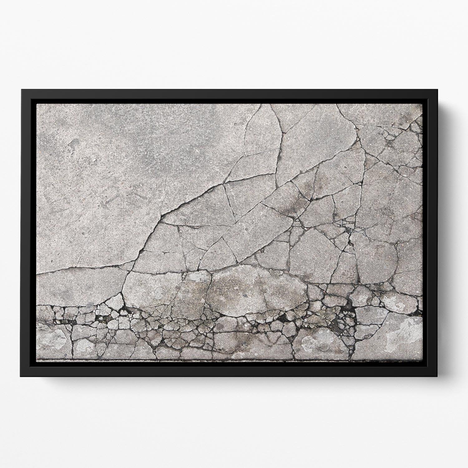 Cracked concrete Floating Framed Canvas - Canvas Art Rocks - 2