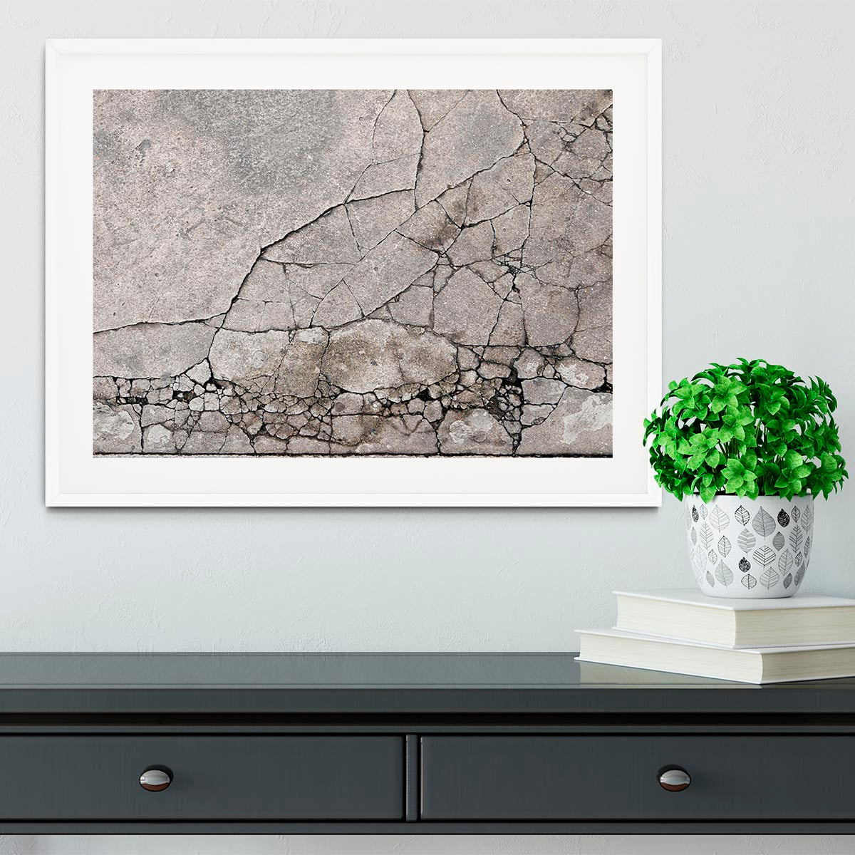 Cracked concrete Framed Print - Canvas Art Rocks - 5