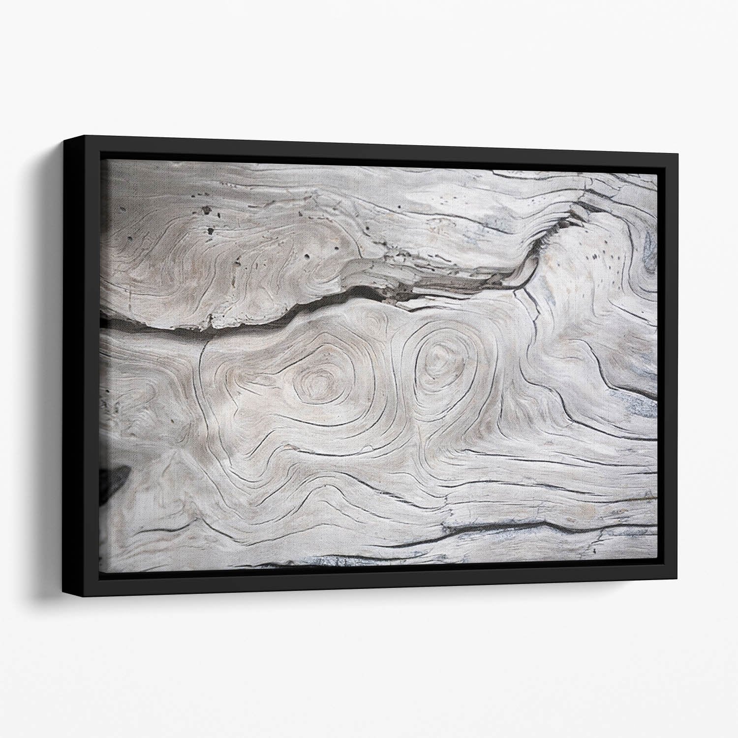 Cracks and structures in wood Floating Framed Canvas