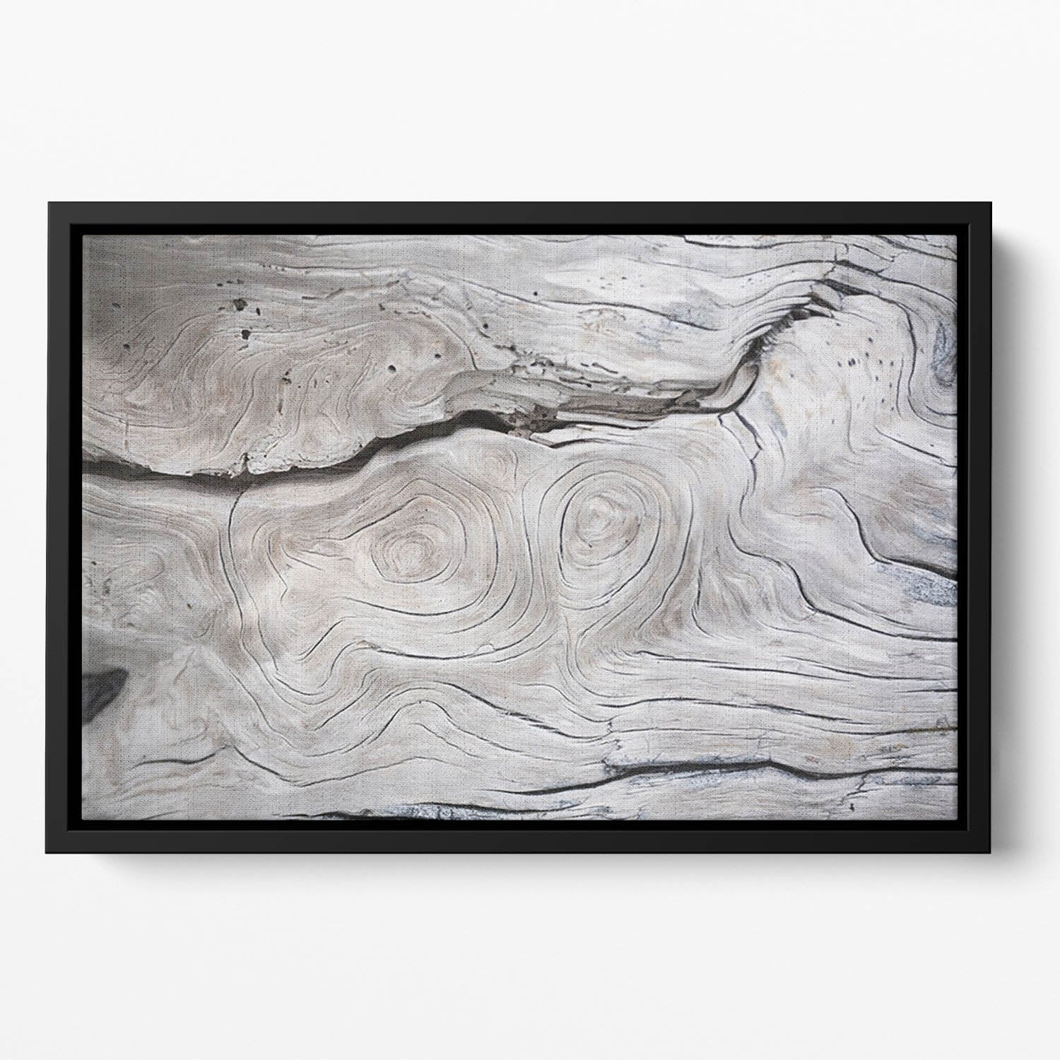Cracks and structures in wood Floating Framed Canvas