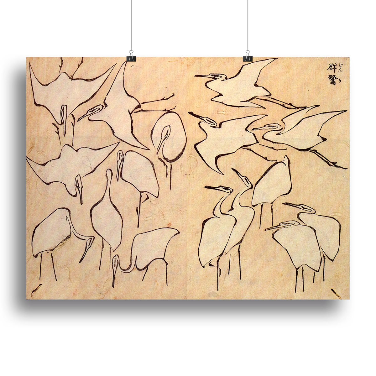 Cranes by Hokusai Canvas Print or Poster