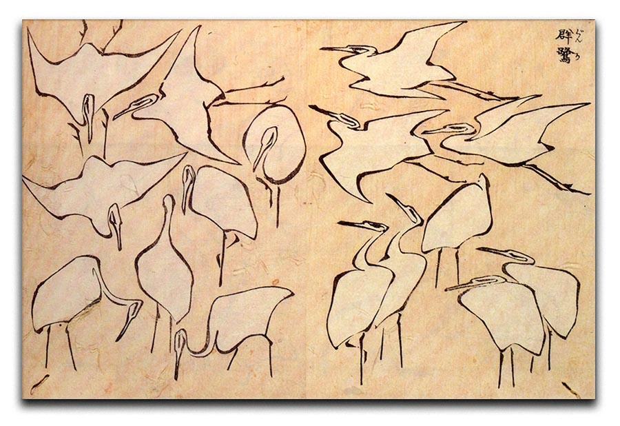 Cranes by Hokusai Canvas Print or Poster  - Canvas Art Rocks - 1