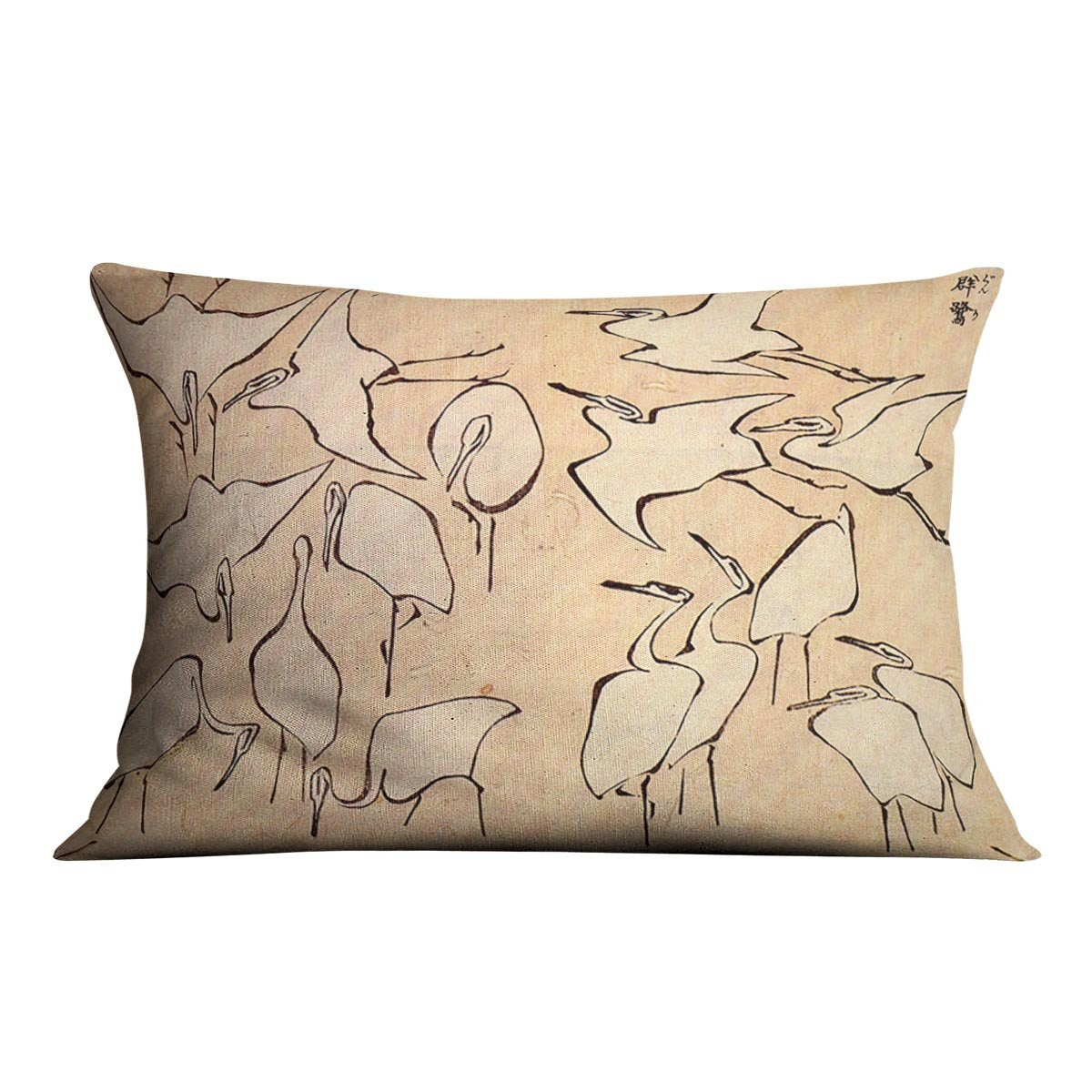Cranes by Hokusai Throw Pillow