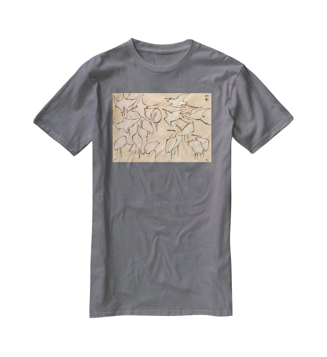 Cranes by Hokusai T-Shirt - Canvas Art Rocks - 3