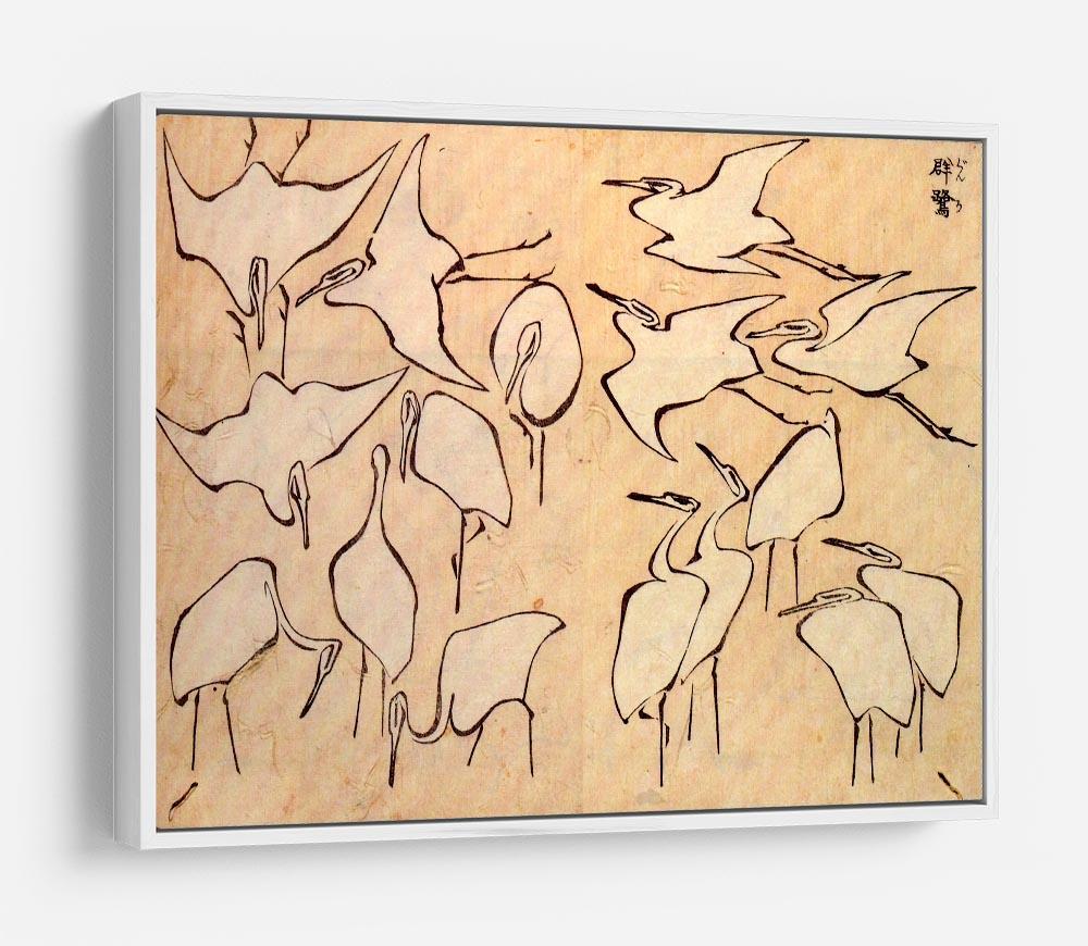 Cranes by Hokusai HD Metal Print