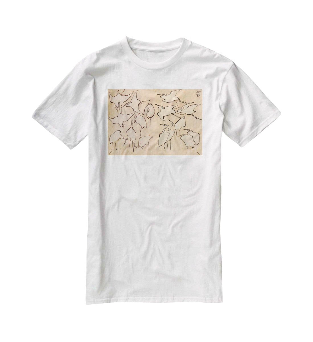 Cranes by Hokusai T-Shirt - Canvas Art Rocks - 5