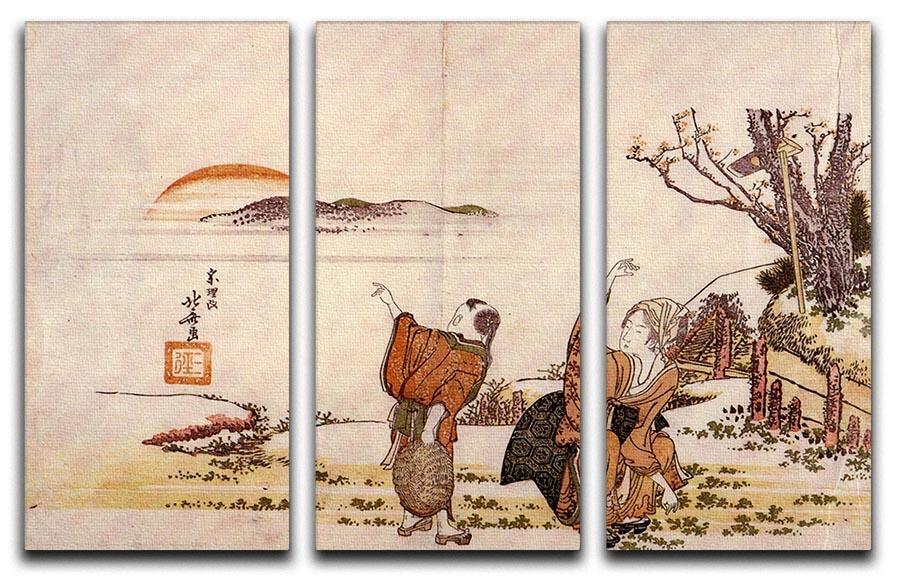 Crazy poetry by Hokusai 3 Split Panel Canvas Print - Canvas Art Rocks - 1