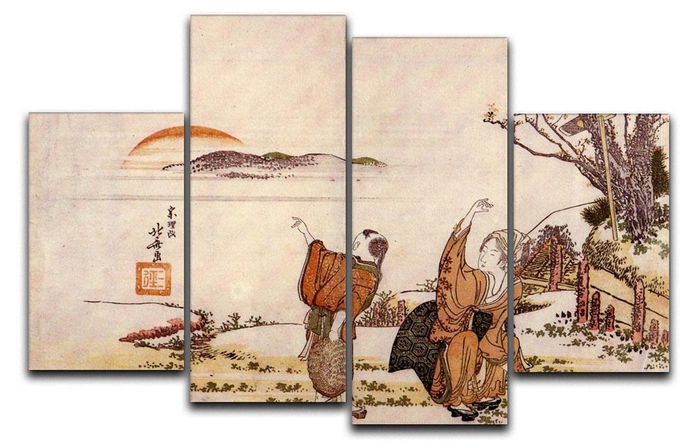 Crazy poetry by Hokusai 4 Split Panel Canvas  - Canvas Art Rocks - 1