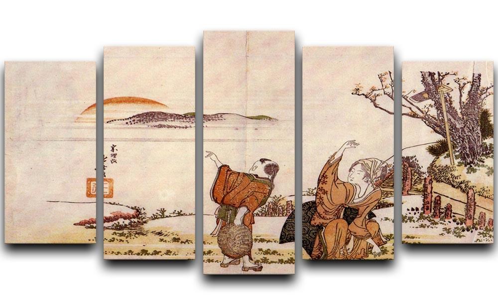 Crazy poetry by Hokusai 5 Split Panel Canvas  - Canvas Art Rocks - 1