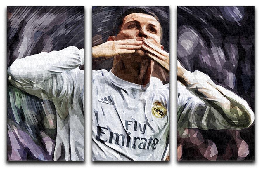 Cristiano Ronaldo Kiss 3 Split Panel Canvas Print - Canvas Art Rocks - 1