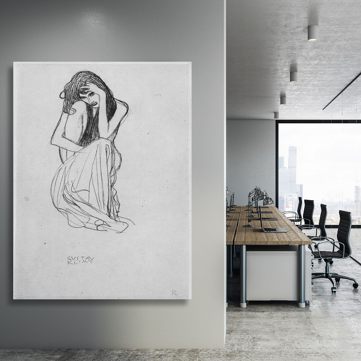 Crouching from the front by Klimt Canvas Print or Poster - Canvas Art Rocks - 3