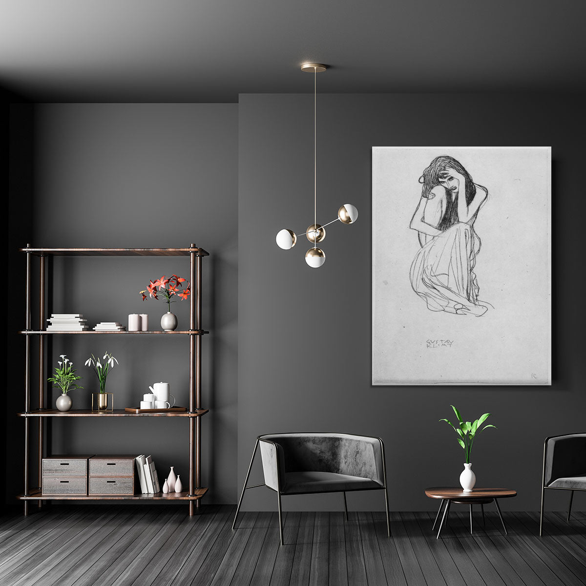 Crouching from the front by Klimt Canvas Print or Poster - Canvas Art Rocks - 5