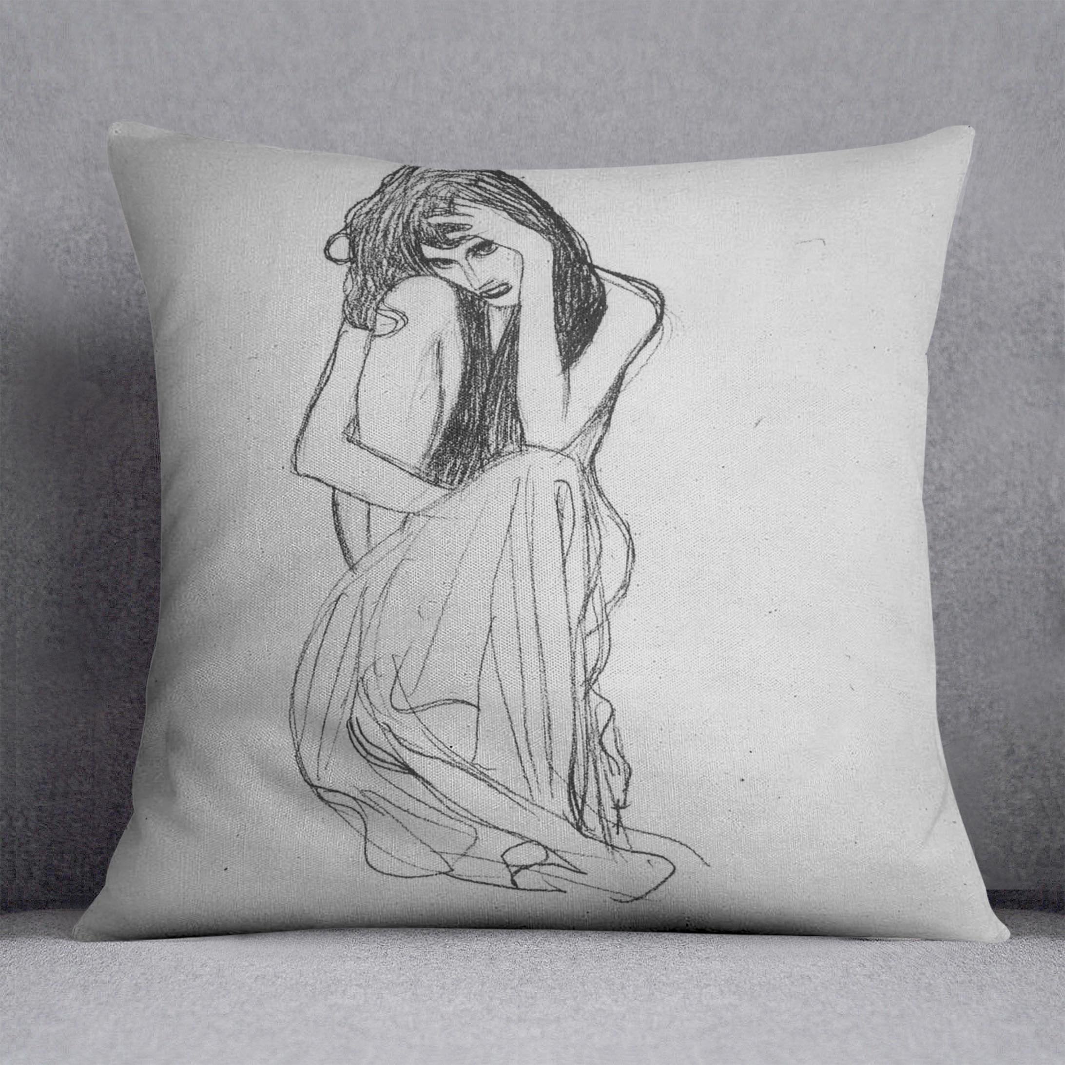 Crouching from the front by Klimt Throw Pillow
