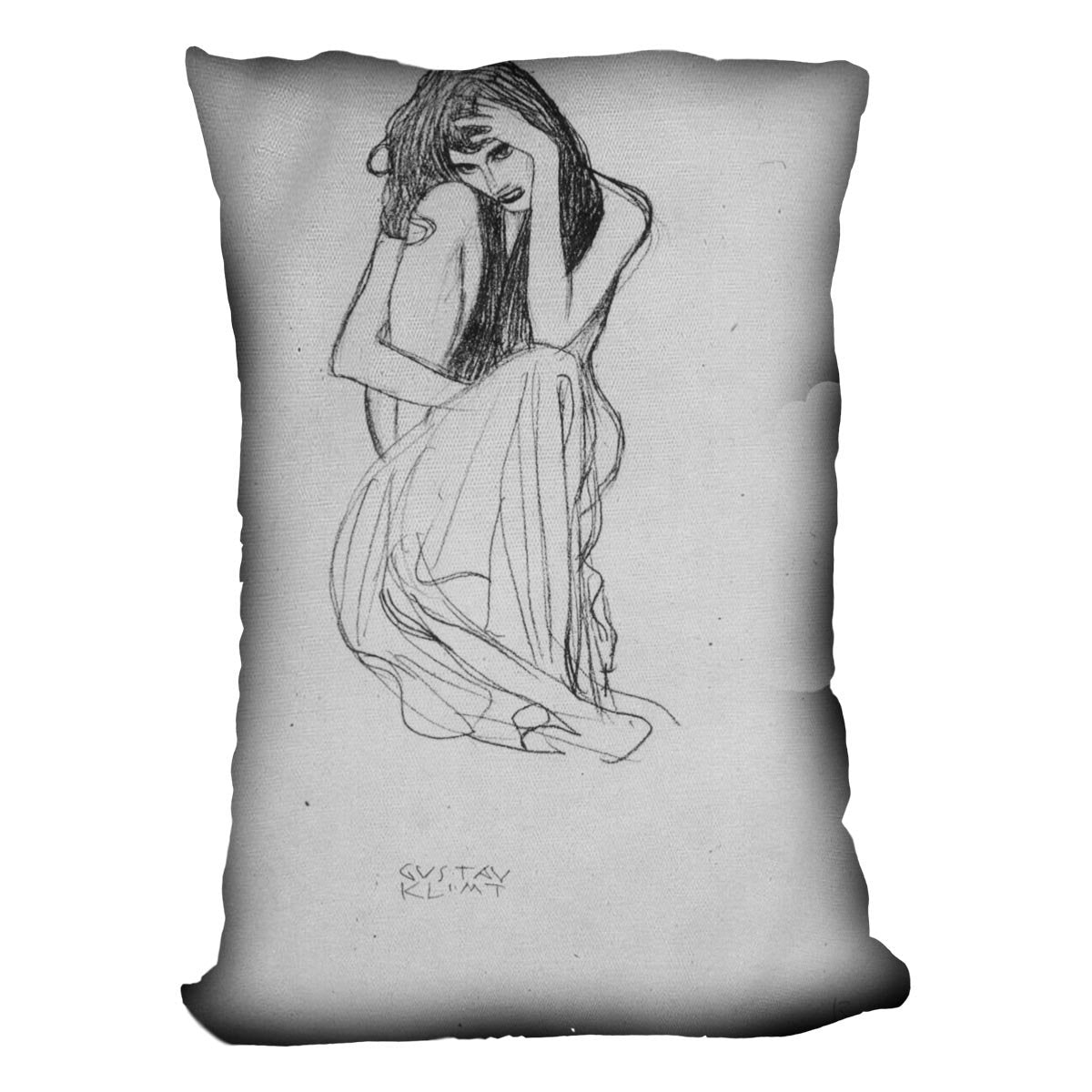 Crouching from the front by Klimt Throw Pillow
