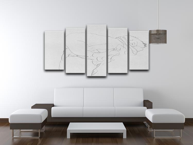 Crouching to right by Klimt 5 Split Panel Canvas - Canvas Art Rocks - 3