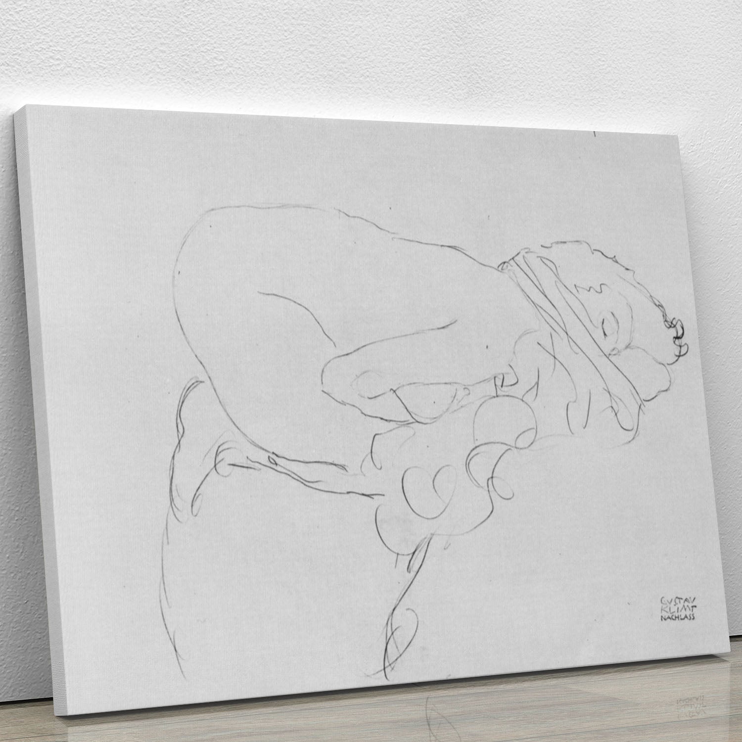 Crouching to right by Klimt Canvas Print or Poster - Canvas Art Rocks - 1