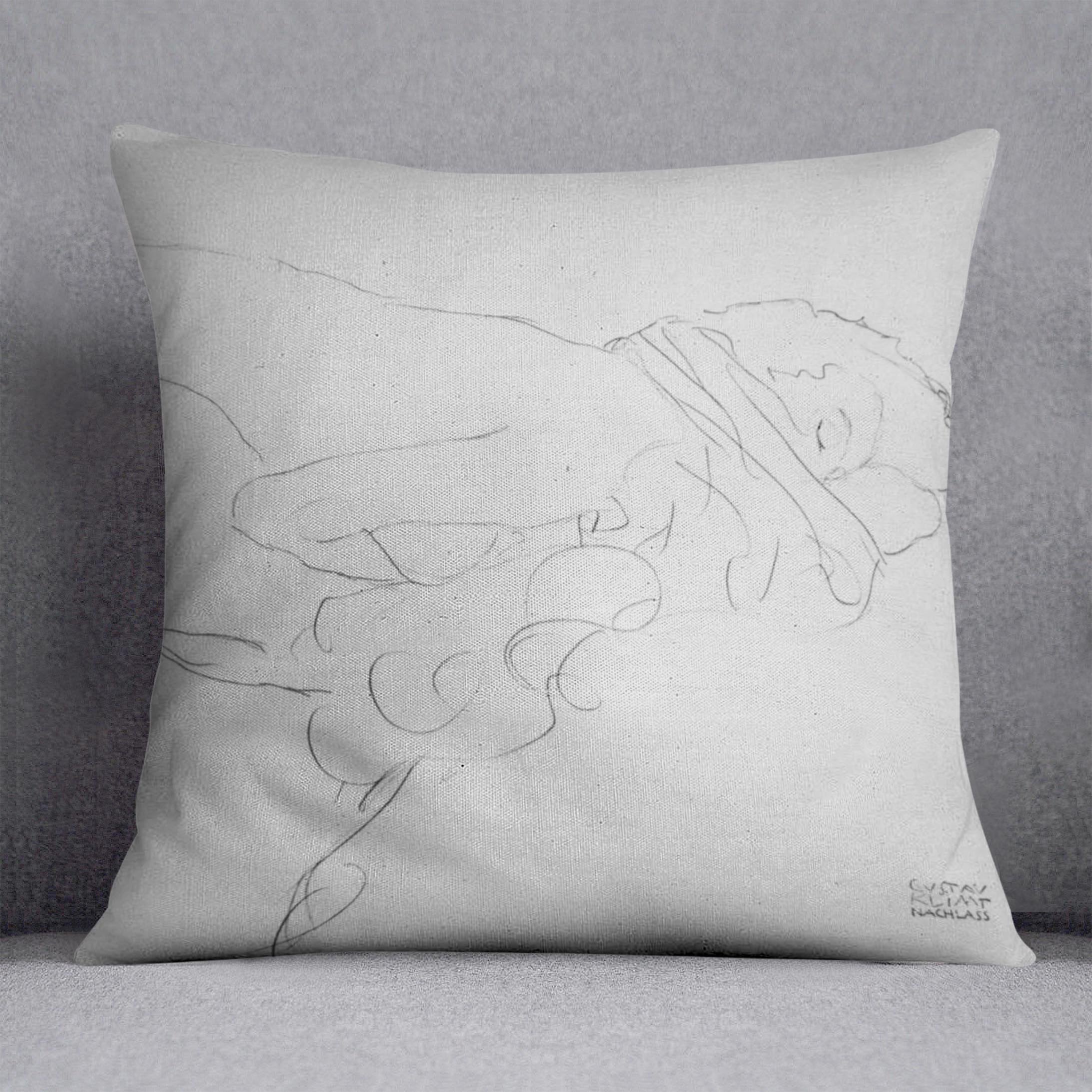 Crouching to right by Klimt Throw Pillow
