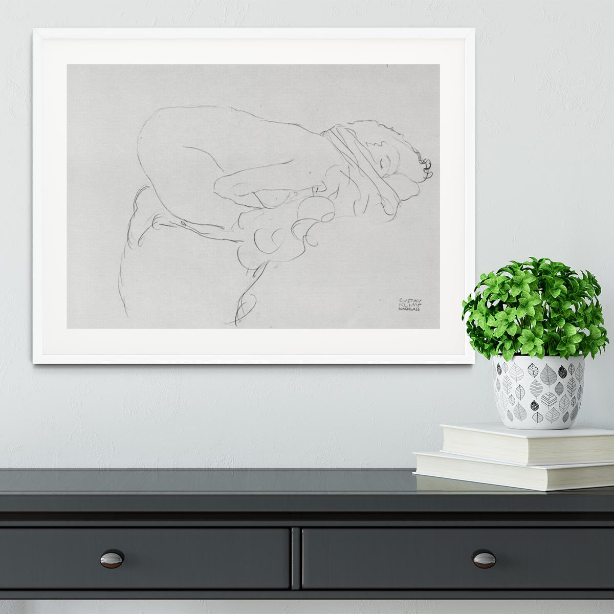 Crouching to right by Klimt Framed Print - Canvas Art Rocks - 5