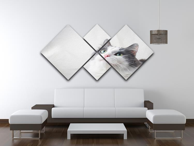 Curious cat looking up 4 Square Multi Panel Canvas - Canvas Art Rocks - 3