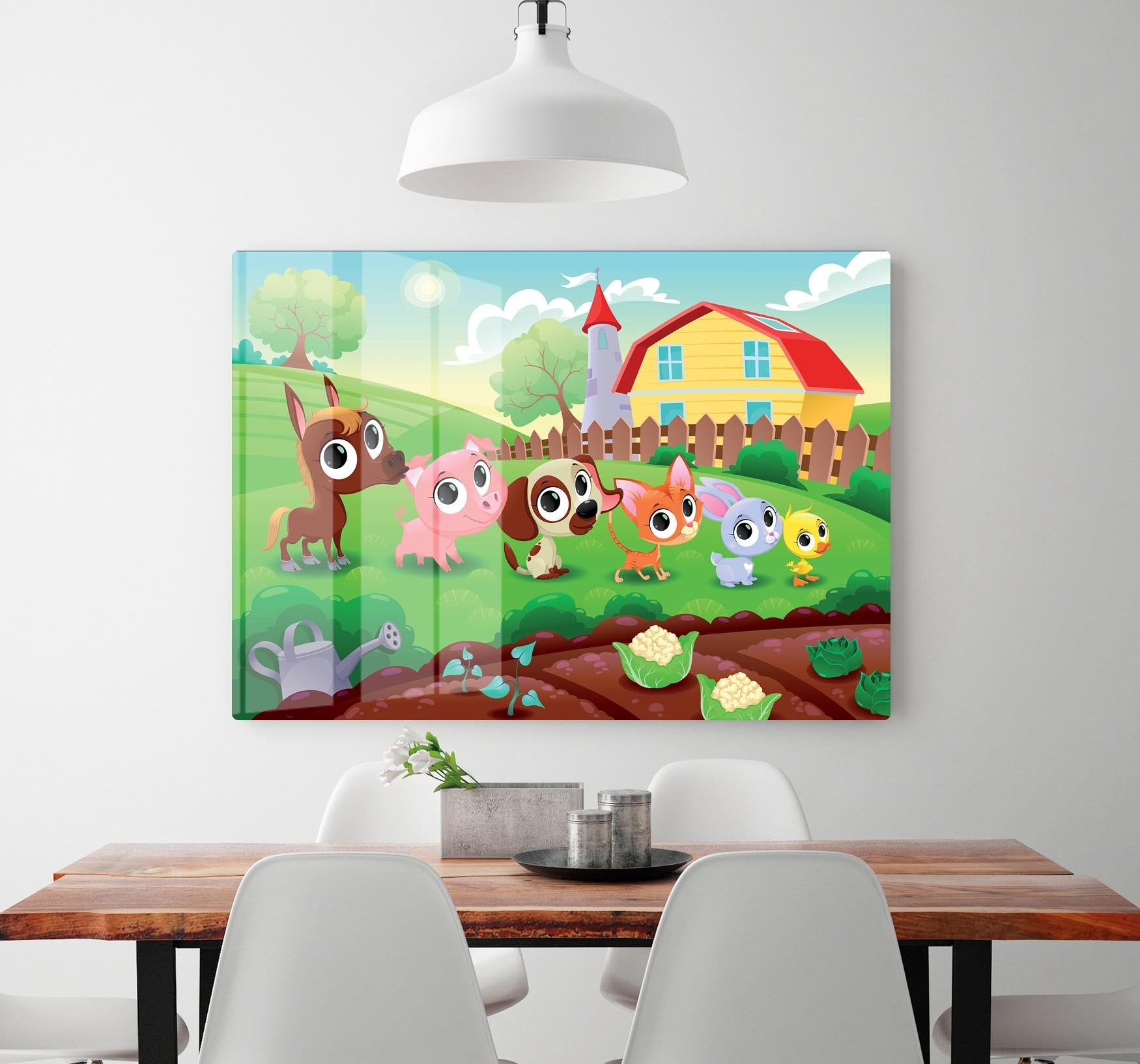 Cute Littest farm animals in the garden HD Metal Print - Canvas Art Rocks - 2