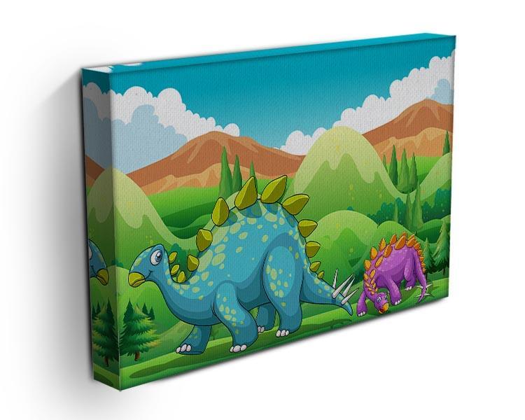 Cute dinosaurs walking Canvas Print or Poster - Canvas Art Rocks - 3