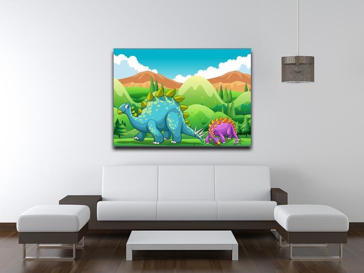 Cute dinosaurs walking Canvas Print or Poster - Canvas Art Rocks - 4