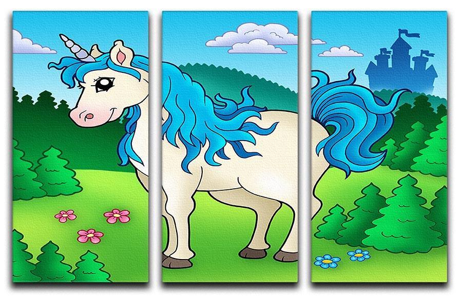 Cute unicorn in forest 3 Split Panel Canvas Print - Canvas Art Rocks - 1