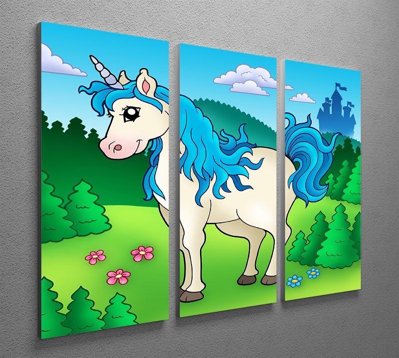 Cute unicorn in forest 3 Split Panel Canvas Print - Canvas Art Rocks - 2