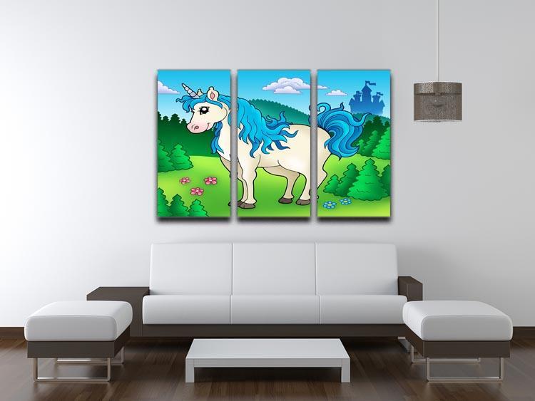 Cute unicorn in forest 3 Split Panel Canvas Print - Canvas Art Rocks - 3