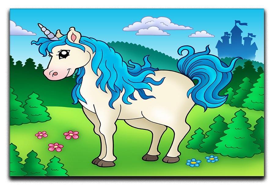Cute unicorn in forest Canvas Print or Poster  - Canvas Art Rocks - 1