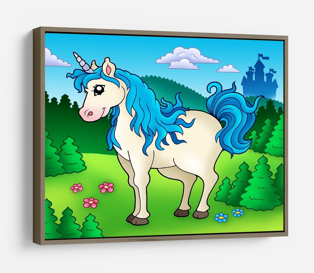 Cute unicorn in forest HD Metal Print