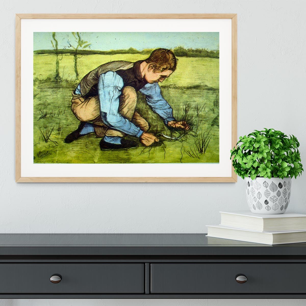 Cutting Grass Framed Print - Canvas Art Rocks - 3