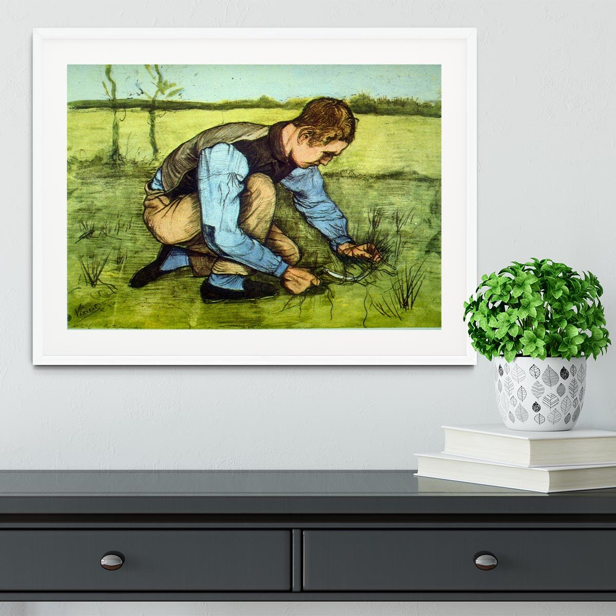 Cutting Grass Framed Print - Canvas Art Rocks - 5