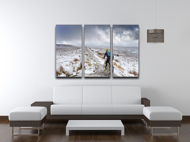 Cycling in the snow 3 Split Panel Canvas Print - Canvas Art Rocks - 3