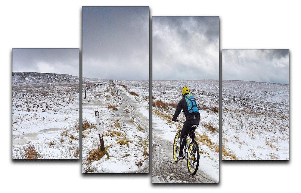 Cycling in the snow 4 Split Panel Canvas - Canvas Art Rocks - 1