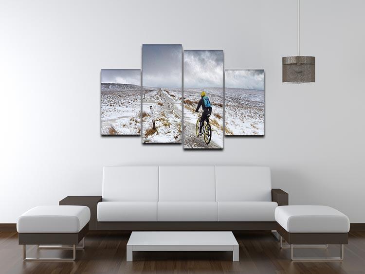 Cycling in the snow 4 Split Panel Canvas - Canvas Art Rocks - 3