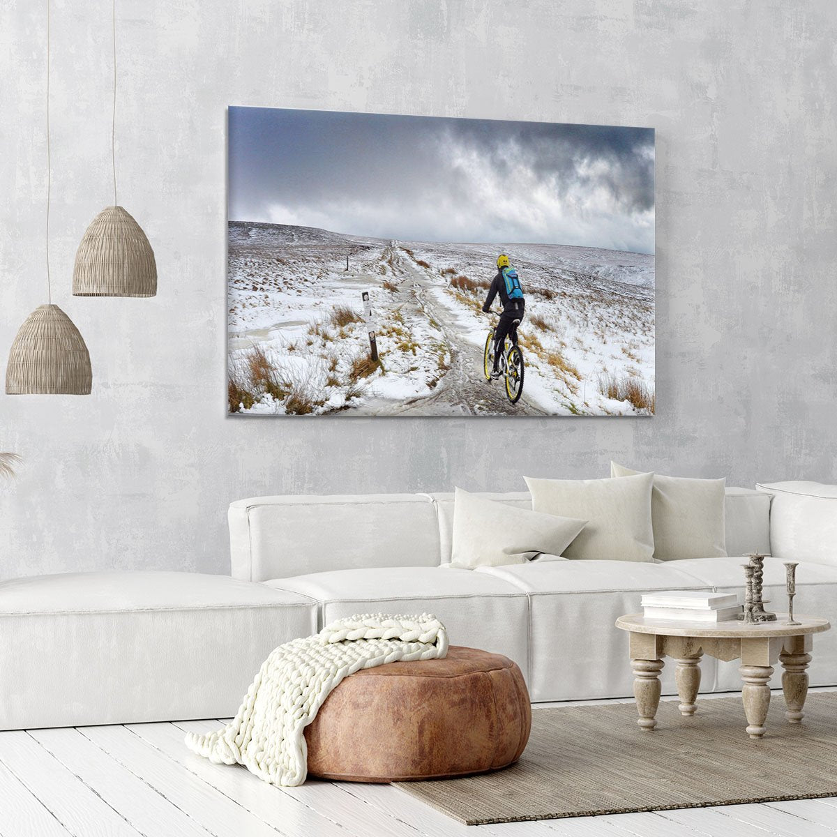 Cycling in the snow Canvas Print or Poster