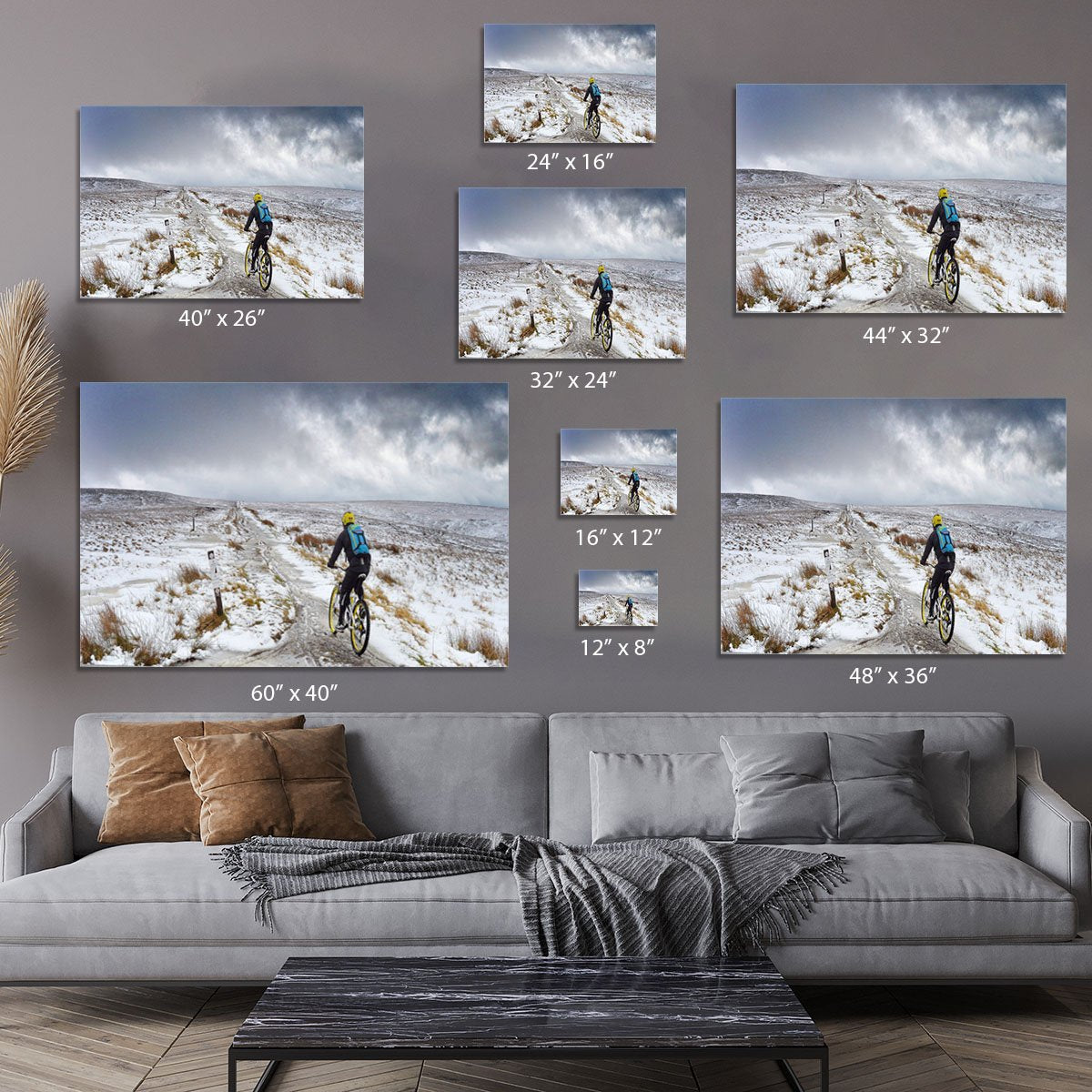 Cycling in the snow Canvas Print or Poster