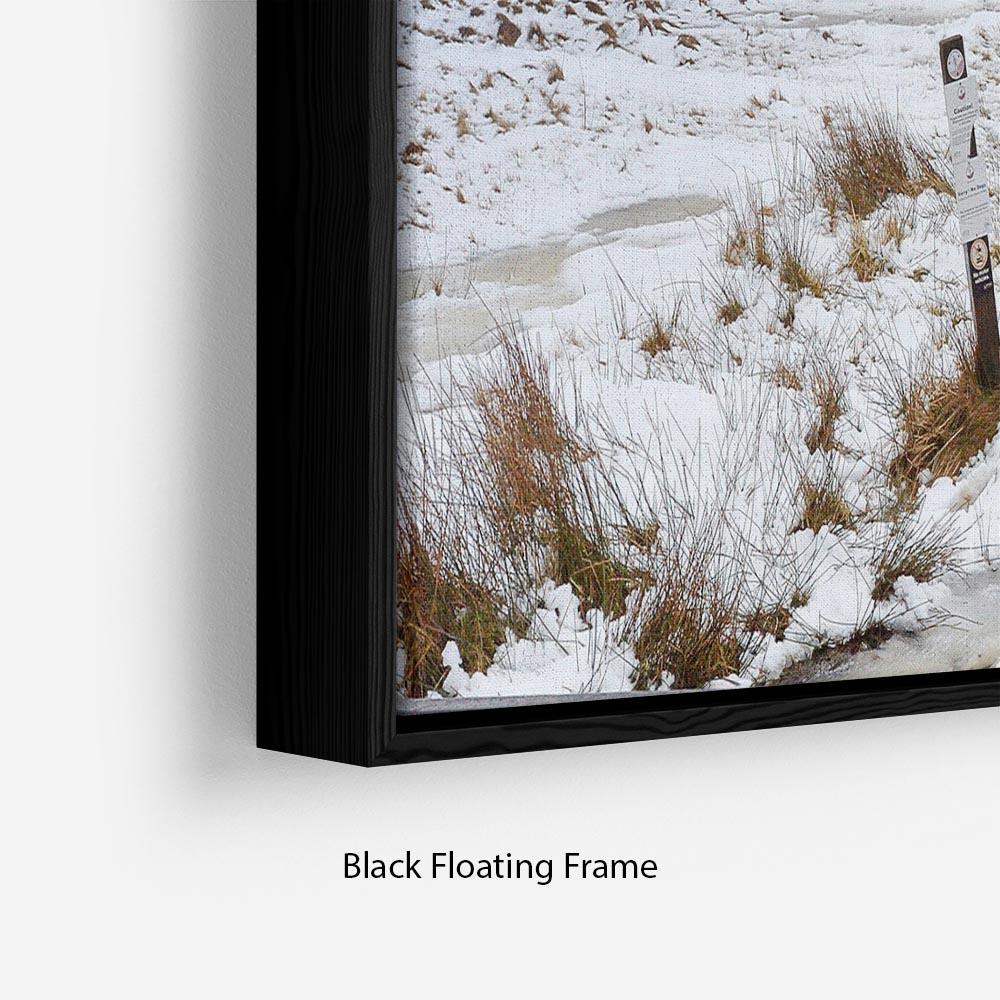 Cycling in the snow Floating Frame Canvas - Canvas Art Rocks - 2