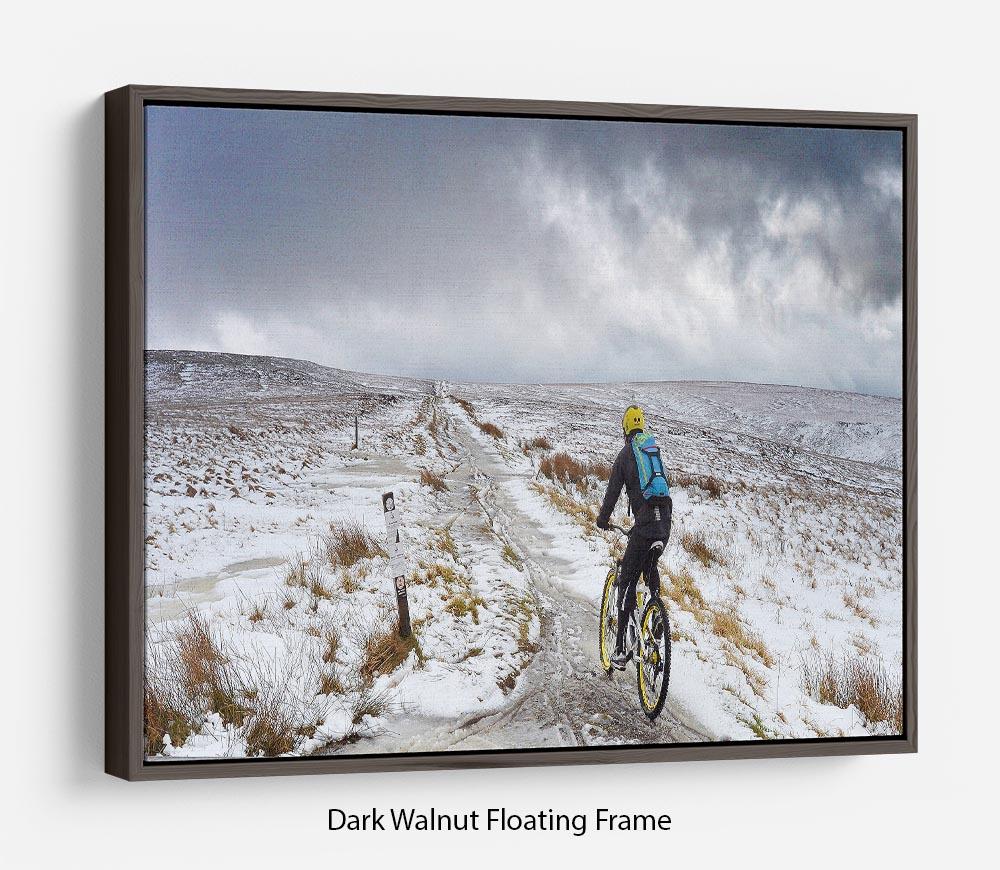 Cycling in the snow Floating Frame Canvas - Canvas Art Rocks - 5