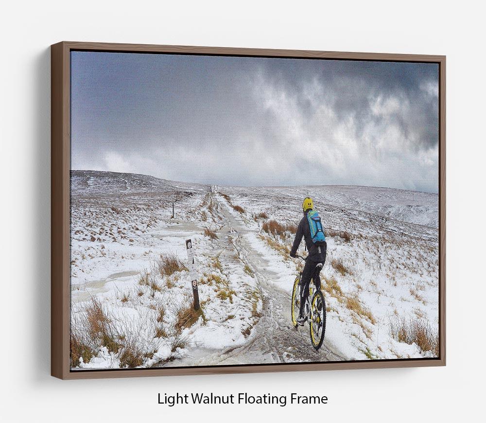 Cycling in the snow Floating Frame Canvas - Canvas Art Rocks 7