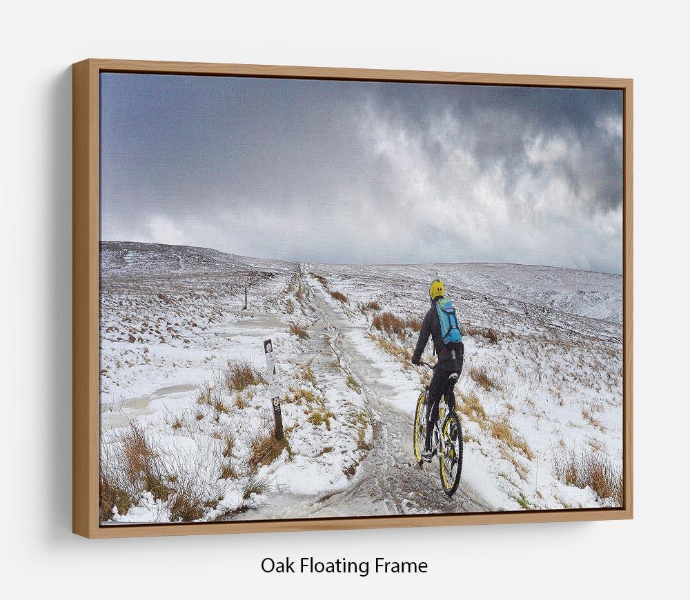 Cycling in the snow Floating Frame Canvas - Canvas Art Rocks - 9