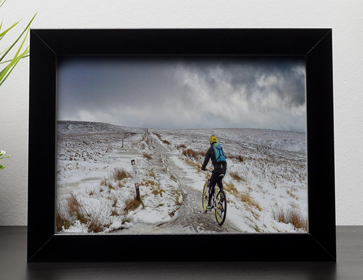 Cycling in the snow Framed Print - Canvas Art Rocks - 2